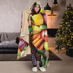 Fresh Fruits And Vegetables Print Hooded Blanket