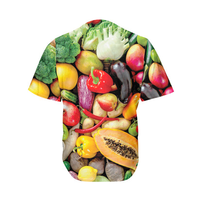 Fresh Fruits And Vegetables Print Men's Baseball Jersey