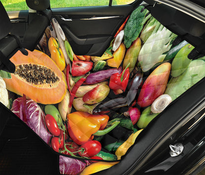 Fresh Fruits And Vegetables Print Pet Car Back Seat Cover