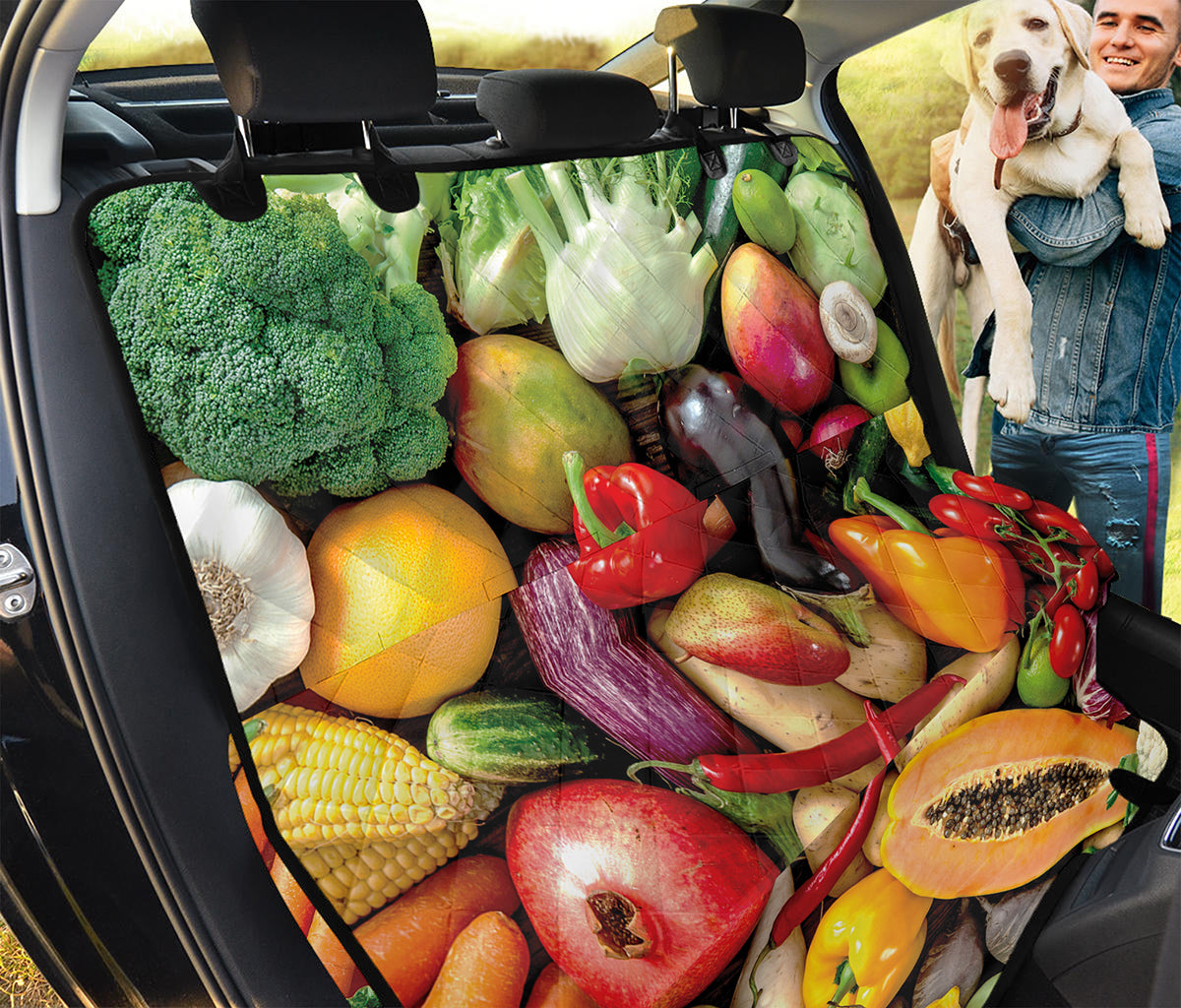 Fresh Fruits And Vegetables Print Pet Car Back Seat Cover