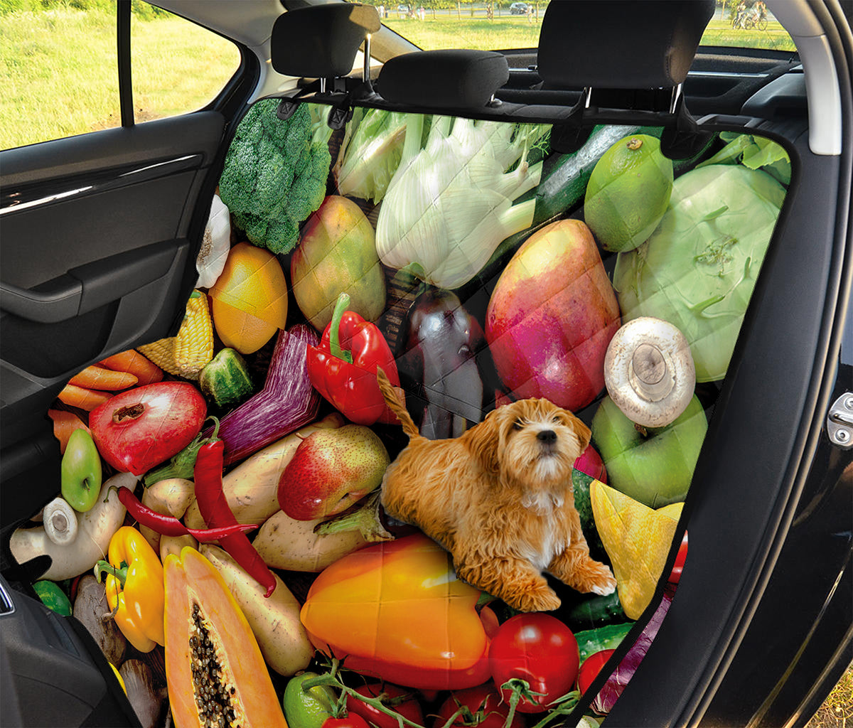 Fresh Fruits And Vegetables Print Pet Car Back Seat Cover