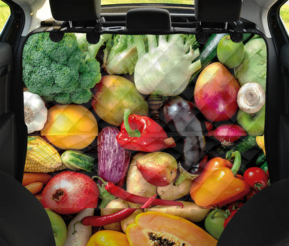 Fresh Fruits And Vegetables Print Pet Car Back Seat Cover