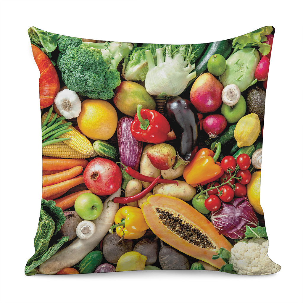 Fresh Fruits And Vegetables Print Pillow Cover
