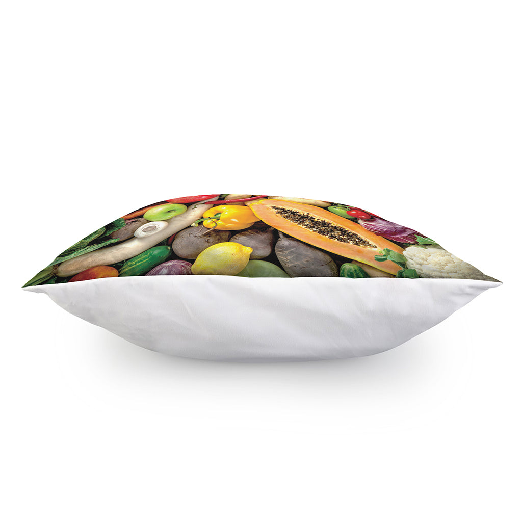 Fresh Fruits And Vegetables Print Pillow Cover