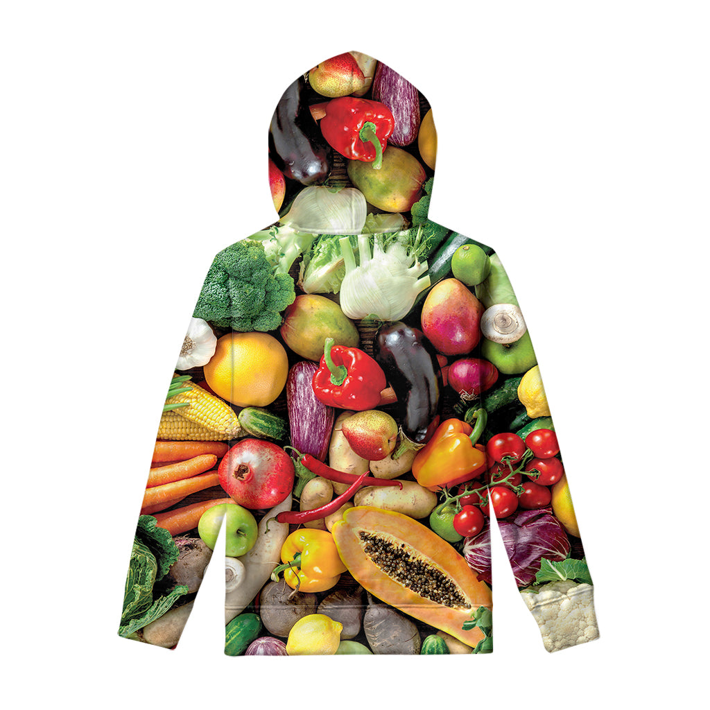 Fresh Fruits And Vegetables Print Pullover Hoodie