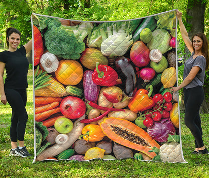 Fresh Fruits And Vegetables Print Quilt