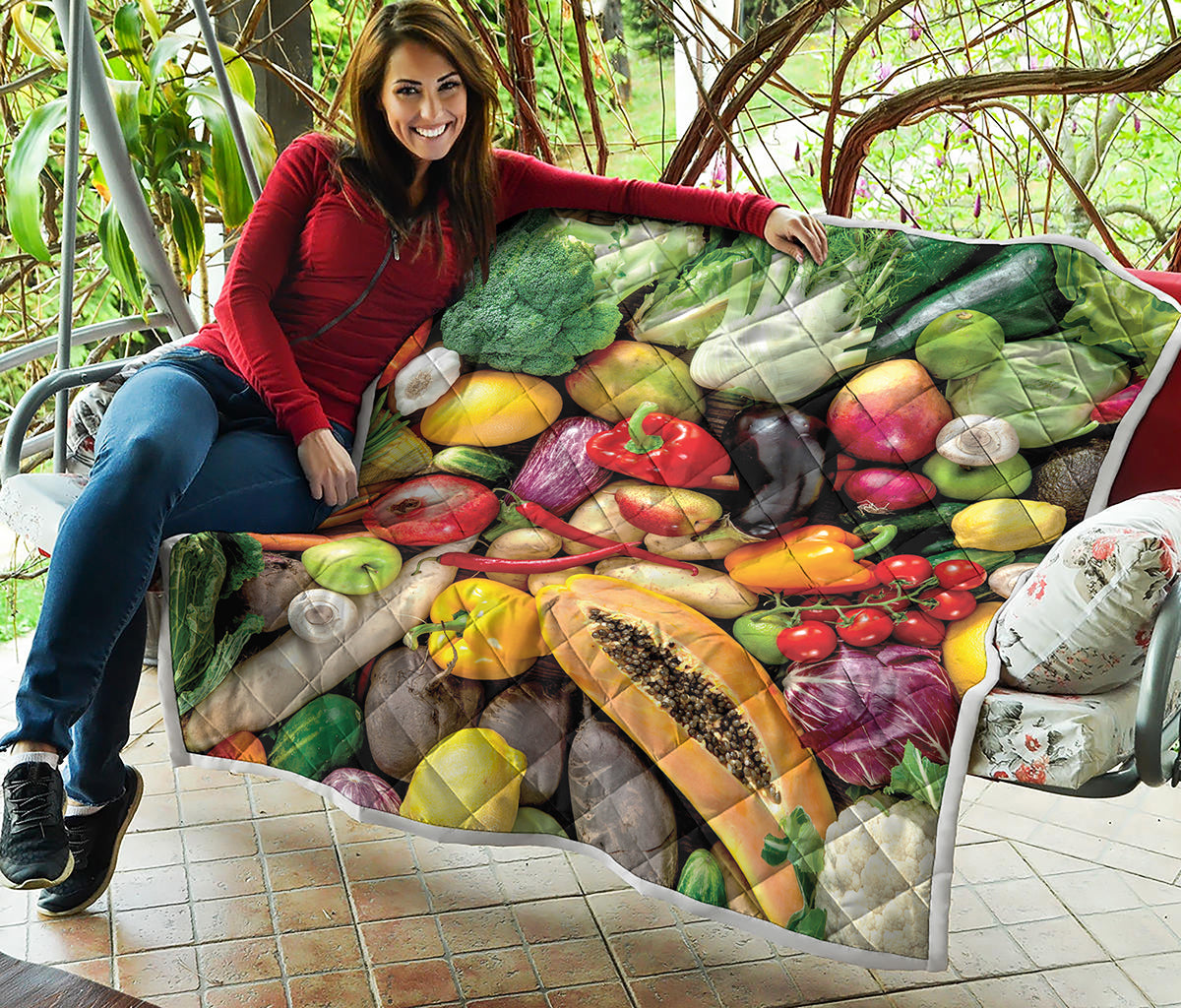 Fresh Fruits And Vegetables Print Quilt
