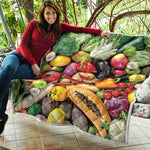 Fresh Fruits And Vegetables Print Quilt