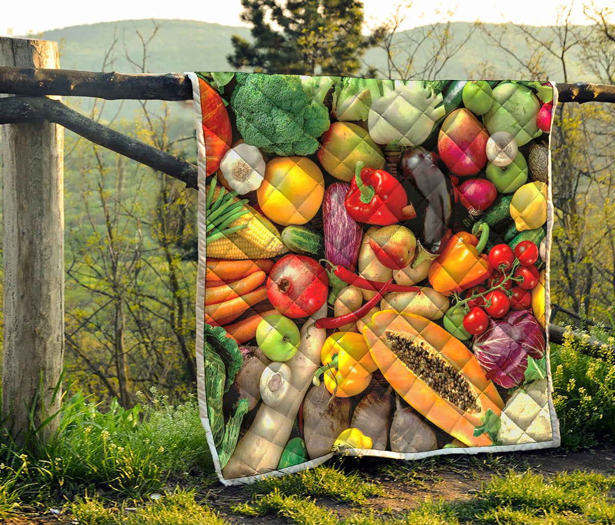 Fresh Fruits And Vegetables Print Quilt