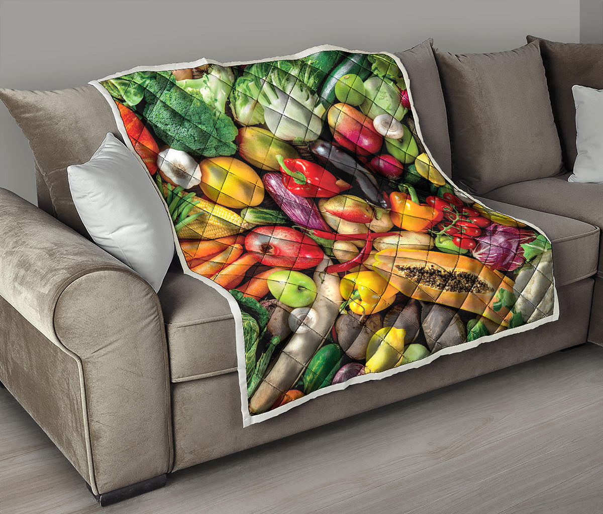 Fresh Fruits And Vegetables Print Quilt