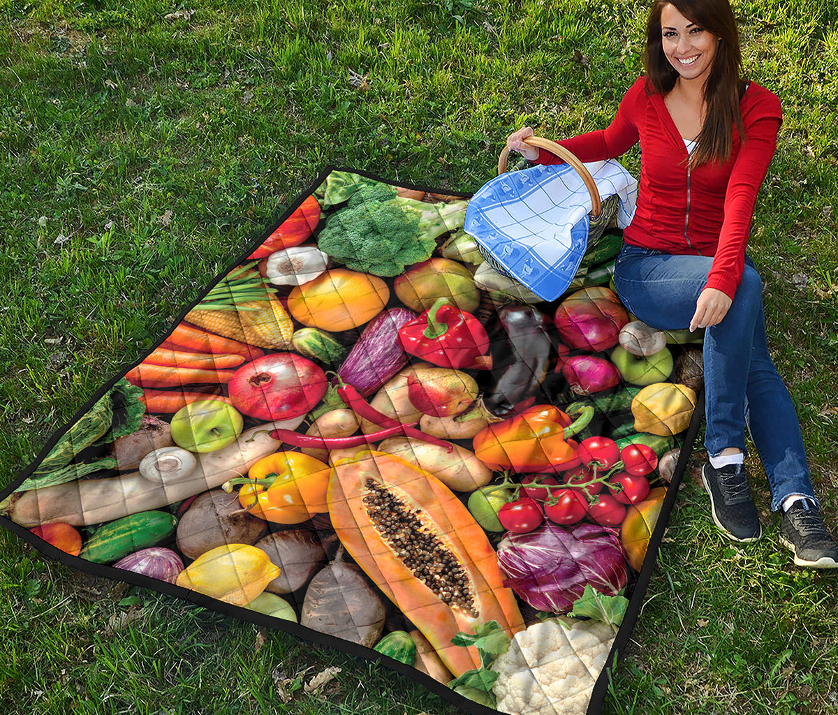 Fresh Fruits And Vegetables Print Quilt