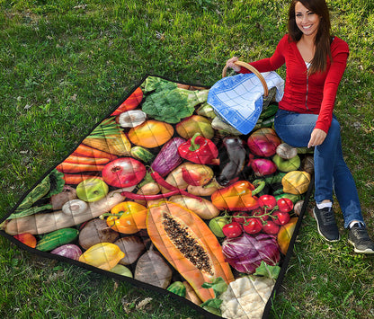 Fresh Fruits And Vegetables Print Quilt