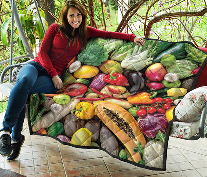 Fresh Fruits And Vegetables Print Quilt