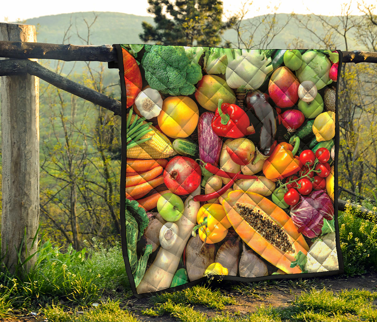 Fresh Fruits And Vegetables Print Quilt