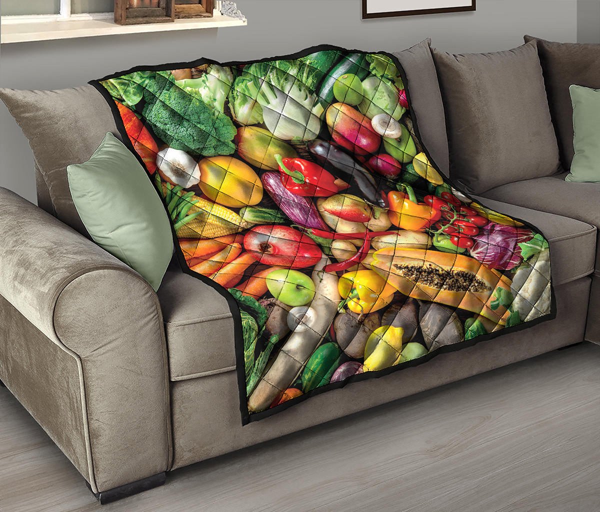 Fresh Fruits And Vegetables Print Quilt