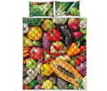 Fresh Fruits And Vegetables Print Quilt Bed Set