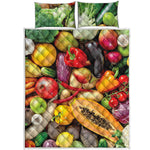 Fresh Fruits And Vegetables Print Quilt Bed Set