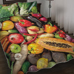 Fresh Fruits And Vegetables Print Quilt Bed Set