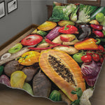 Fresh Fruits And Vegetables Print Quilt Bed Set