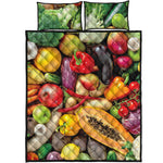 Fresh Fruits And Vegetables Print Quilt Bed Set