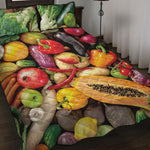 Fresh Fruits And Vegetables Print Quilt Bed Set