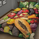 Fresh Fruits And Vegetables Print Quilt Bed Set