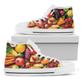 Fresh Fruits And Vegetables Print White High Top Sneakers