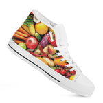 Fresh Fruits And Vegetables Print White High Top Shoes