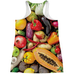 Fresh Fruits And Vegetables Print Women's Racerback Tank Top