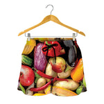 Fresh Fruits And Vegetables Print Women's Shorts