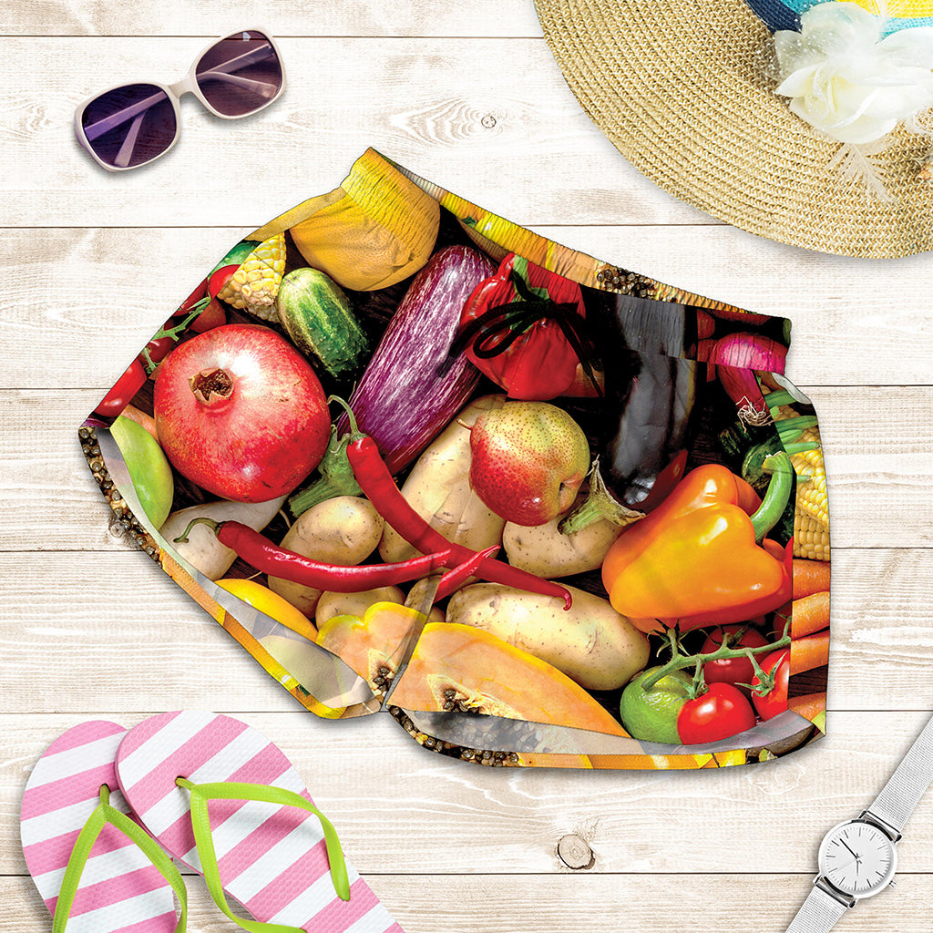 Fresh Fruits And Vegetables Print Women's Shorts
