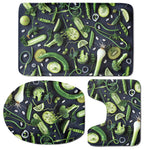 Fresh Green Fruit And Vegetables Print 3 Piece Bath Mat Set