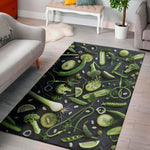 Fresh Green Fruit And Vegetables Print Area Rug