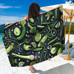 Fresh Green Fruit And Vegetables Print Beach Sarong Wrap