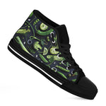 Fresh Green Fruit And Vegetables Print Black High Top Shoes