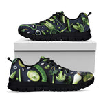 Fresh Green Fruit And Vegetables Print Black Sneakers