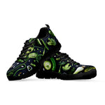 Fresh Green Fruit And Vegetables Print Black Sneakers