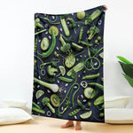 Fresh Green Fruit And Vegetables Print Blanket