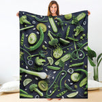 Fresh Green Fruit And Vegetables Print Blanket