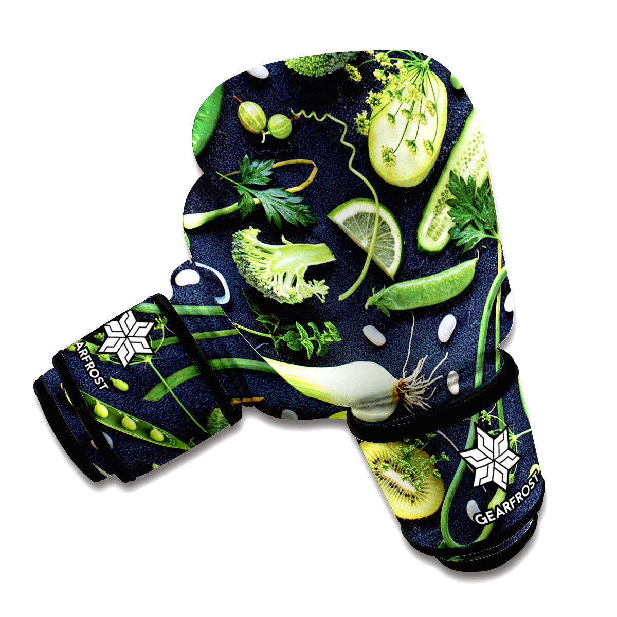 Fresh Green Fruit And Vegetables Print Boxing Gloves