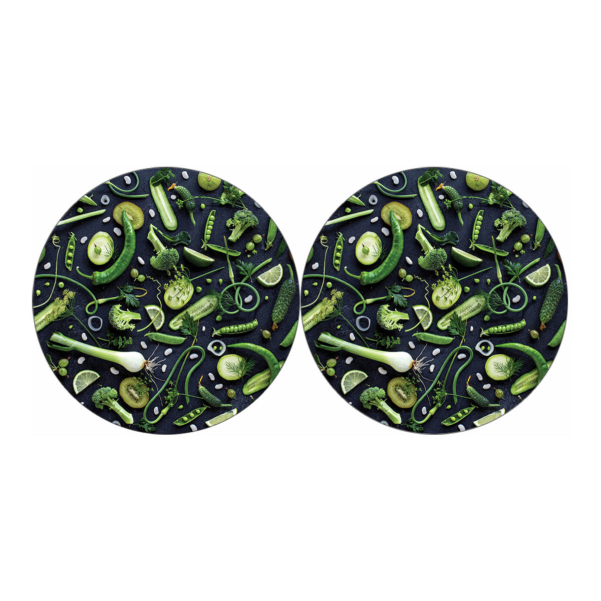 Fresh Green Fruit And Vegetables Print Car Coasters