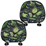 Fresh Green Fruit And Vegetables Print Car Headrest Covers
