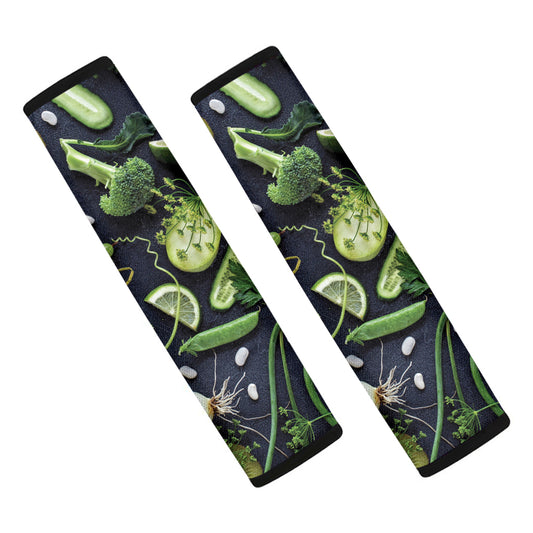 Fresh Green Fruit And Vegetables Print Car Seat Belt Covers