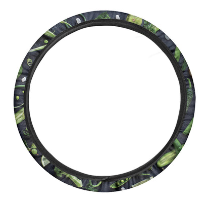 Fresh Green Fruit And Vegetables Print Car Steering Wheel Cover