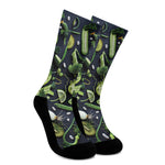 Fresh Green Fruit And Vegetables Print Crew Socks