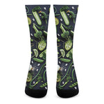 Fresh Green Fruit And Vegetables Print Crew Socks