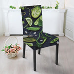 Fresh Green Fruit And Vegetables Print Dining Chair Slipcover