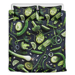 Fresh Green Fruit And Vegetables Print Duvet Cover Bedding Set
