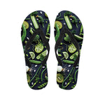 Fresh Green Fruit And Vegetables Print Flip Flops