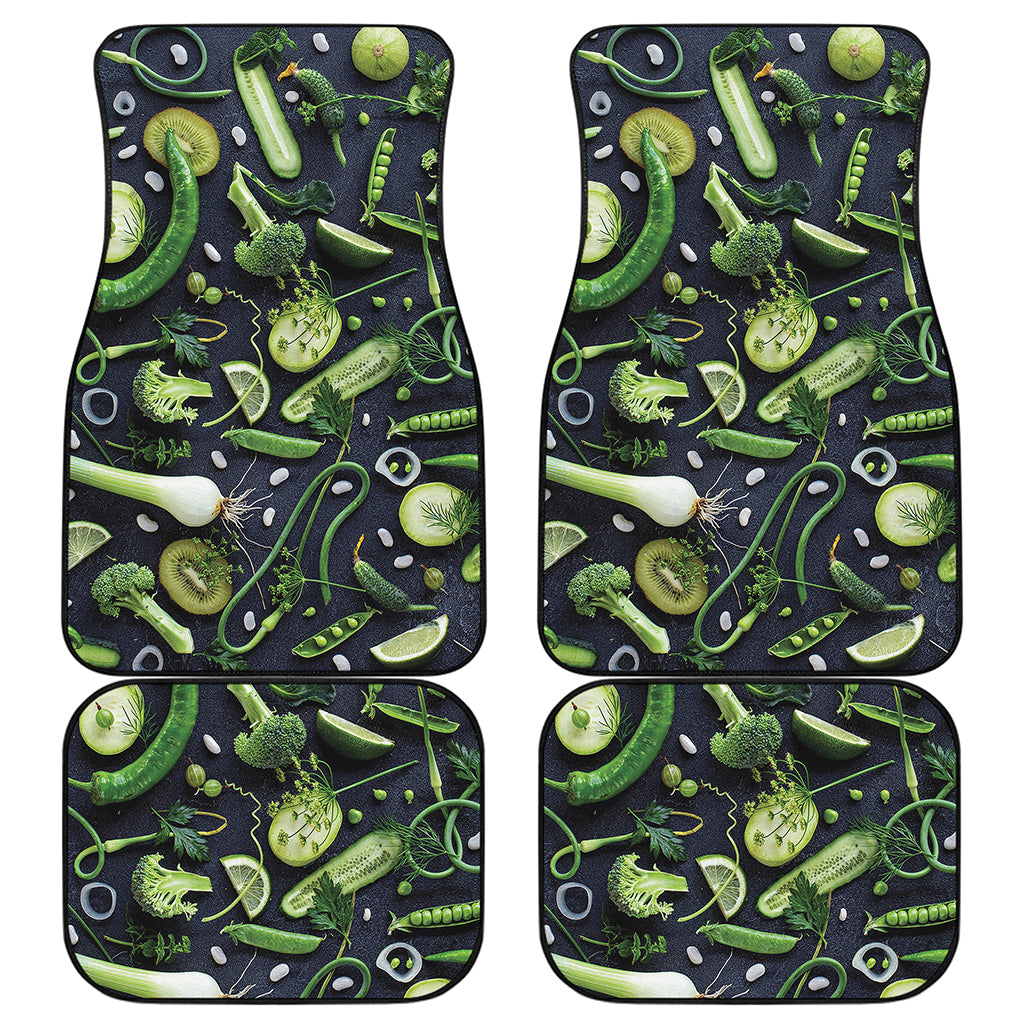 Fresh Green Fruit And Vegetables Print Front and Back Car Floor Mats